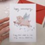 Cute Cupid Pig Anniversary Card, thumbnail 2 of 2