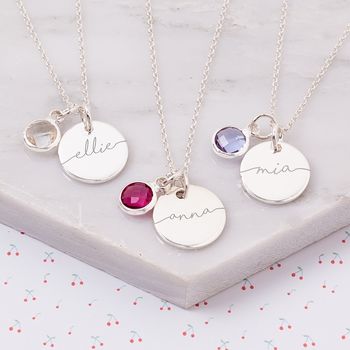 Sterling Silver Esme Personalised Disc Necklace, 2 of 5