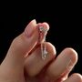 Sterling Silver Starburst Cz Dangle Chain Stud Earrings, thumbnail 5 of 12