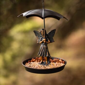 Hanging Bird Feeder Fairy With Umbrella Bird Bath Decor, 9 of 11