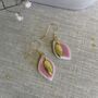 Handmade Baby Pink Ceramic Leaf Earrings Gold Plated, thumbnail 3 of 8