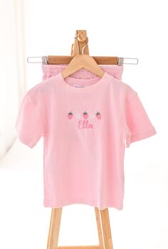 Personalised Embroidered Daisy And Strawberry T Shirt, 4 of 8