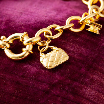 Charm Bracelet In Gold Plated Sterling Silver, 6 of 11