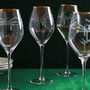G Decor Set Of Four Wine Glasses With Palm Tree Etching, thumbnail 1 of 4