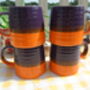 Set Of Four Reactive Glaze Brûlée Mugs In Purple And Orange, thumbnail 3 of 8