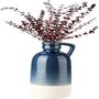 Blue Ceramic Vintage Flower Vase With Handle, thumbnail 4 of 6