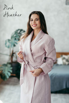 Women’s Linen Spa Robe | Natural Loungewear, 3 of 12