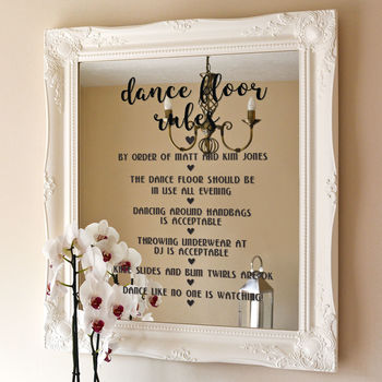 Personalised Dance Floor Rules Wall Or Mirror Sticker, 3 of 3