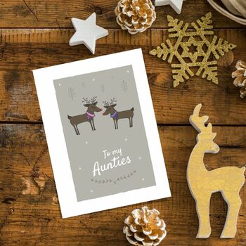 'To My Aunties' Christmas Greetings Card Reindeers, 7 of 10
