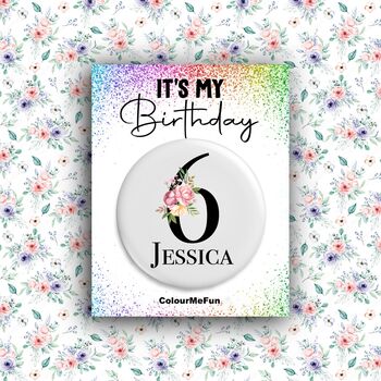 Personalised Floral Age Birthday Badge, 2 of 4