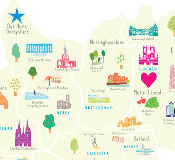 Personalised The Midlands Map: Add Favourite Places, 3 of 4