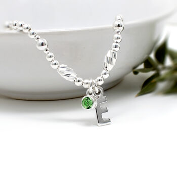 Personalised Birthstone Bead Bracelet Sterling Silver, 2 of 3