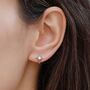 Delicate Starburst Cz Huggie Hoop Earrings In Sterling Silver, thumbnail 1 of 10