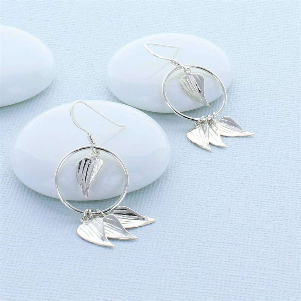 Sterling Silver Leaf Statement Earrings By Francesca Rossi Designs