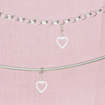 Sterling Silver Crystal Heart Charm, 2 of 7