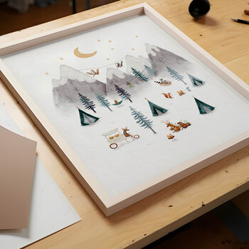 Mountain Camping Adventure Art Print For Kids, 3 of 5
