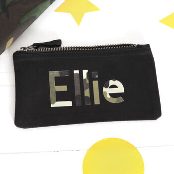 Black Or Cream Pouch With Camouflage Personalised Name, 2 of 2