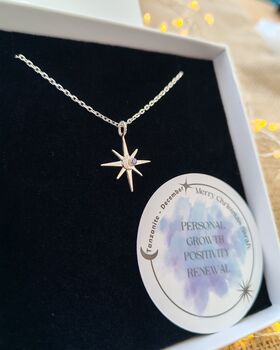 Handmade Sterling Silver North Star Birthstone Christmas Necklace: December Birthstone, 3 of 12