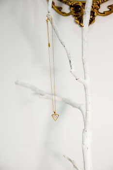 Mother Of Pearl Heart Necklace In 18 K Gold Plate, 2 of 6