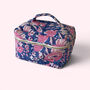 Vanity Bag | Quilted Cotton Toiletry Bag | Blue And Pink Floral Block Print, thumbnail 1 of 5