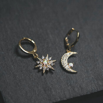 Esmae Moon And Star Wedding Earrings, 3 of 8