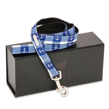 Anglesey Blue And White Check Nautical Dog Lead, 2 of 7