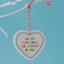 Personalised Multicoloured Heart Christmas Decoration, thumbnail 2 of 3