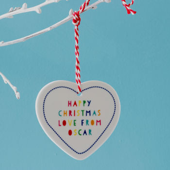 Personalised Multicoloured Heart Christmas Decoration, 2 of 3