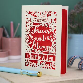 Personalised Papercut 'Forever And Always' Wedding Card, 3 of 8
