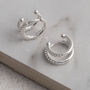 Sterling Silver Cz Double Hoop Huggies, thumbnail 4 of 6
