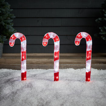 Candy Cane Trio Outdoor Christmas Decoration, 4 of 4