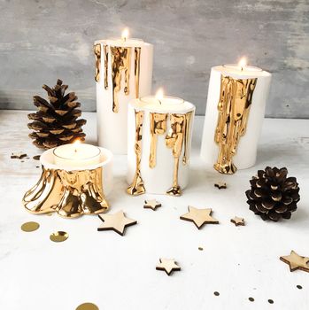 Black Candle Holders With Dripping Gold, 7 of 12