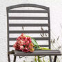 Black Slatted Metal Folding Garden Chairs Set Of Two, thumbnail 3 of 4