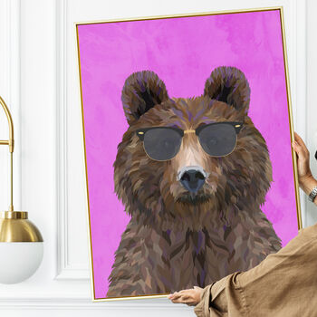 Custom Personalised Bear Wearing Glasses Art Print, 3 of 5