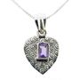 Sterling Silver Heart Necklace With Amethyst Crystal, thumbnail 1 of 2