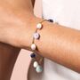Semi Precious Blue Bead And Pearl Charm Bracelet In Gold, thumbnail 2 of 3