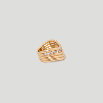 18k Gold Plated Vermeil Pave Row Wave Ring, 2 of 5