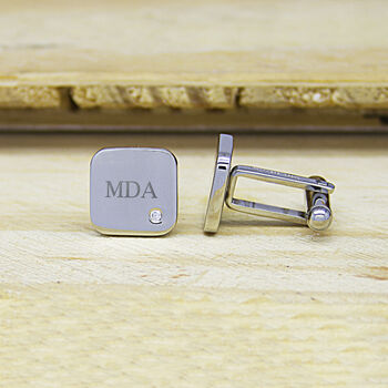Personalised Men's Square Cufflink With Crystal, 2 of 7