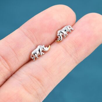 Rhino Stud Earrings In Sterling Silver, 5 of 12