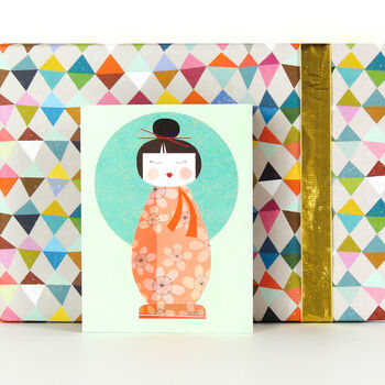 Kokeshi Doll Mini Greetings Card, 2 of 5