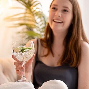 Personalised Engraved It’s Gin O’clock Gin Goblet For Friend, 2 of 5
