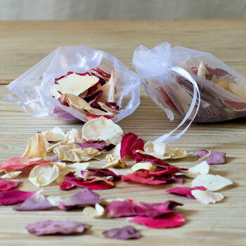 20 Mini Biodegradable Mixed Rose Petal Confetti Bags, 2 of 3