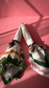 Set Of Two Handmade Sea Shell Napkin Rings With Wooden Beads, 5 of 9