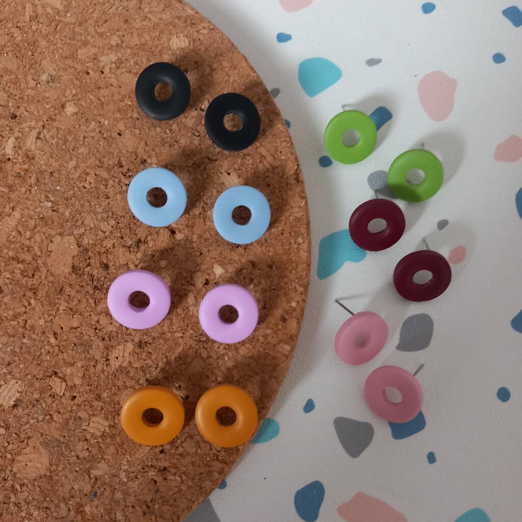 Polymer Clay Donut Stud Earrings