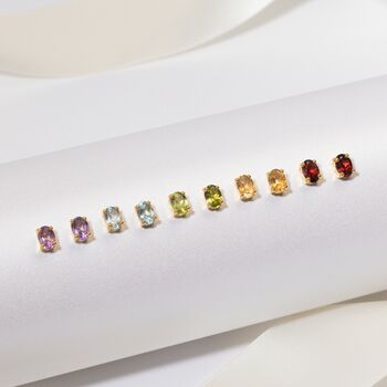 Garnet Oval Stud Earrings In Sterling Silver And Gold, 11 of 11