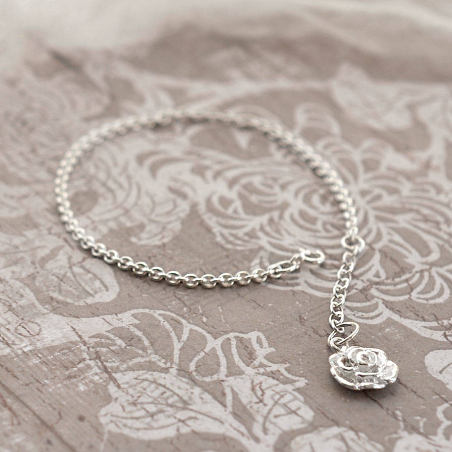 Sterling Silver Hanging Rose Bracelet By Martha Jackson Sterling Silver