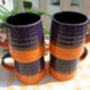 Set Of Four Reactive Glaze Brûlée Mugs In Purple And Orange, thumbnail 8 of 8