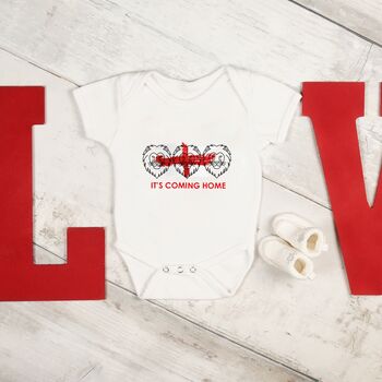 Three Lions Football England Baby Grow Vest, 6 of 6