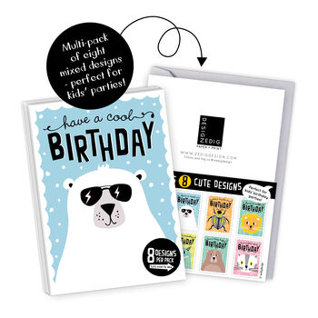 Pack Of Eight Animal Birthday Cards For Kids, 2 of 11