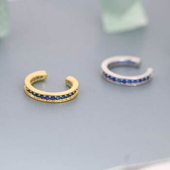 Sapphire Blue Cz Ear Cuff In Sterling Silver, 4 of 10